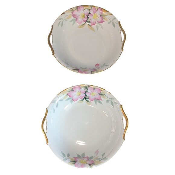 Noritake Azalea Porcelain 2 Bowls open Handles green M mark - Picture 6 of 16